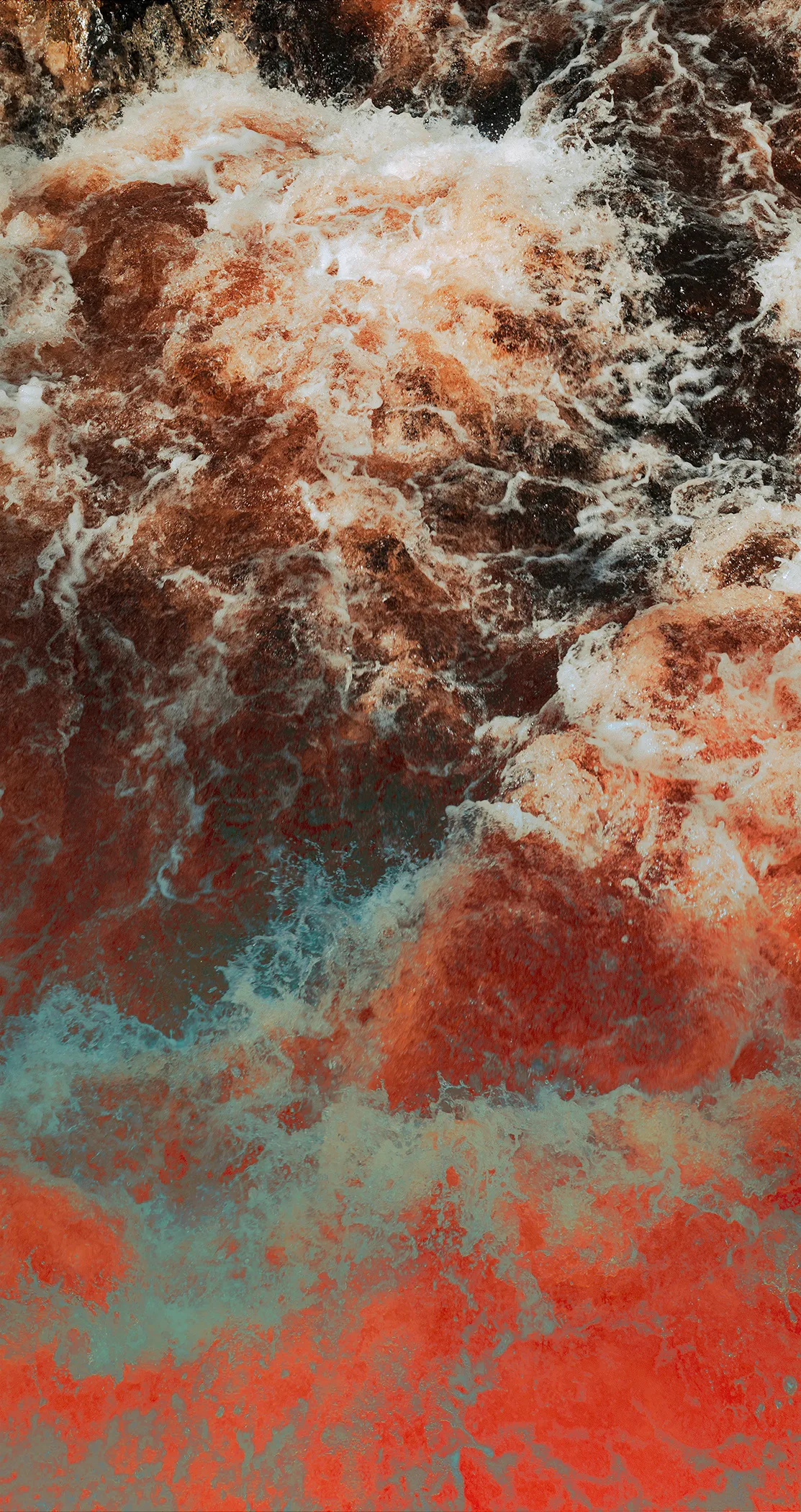 Abstract rushing water in rust and teal tones, Sweden
