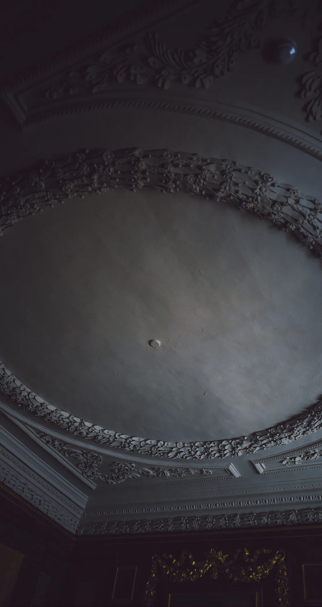 Ornate domed ceiling with decorative plasterwork, Sweden
